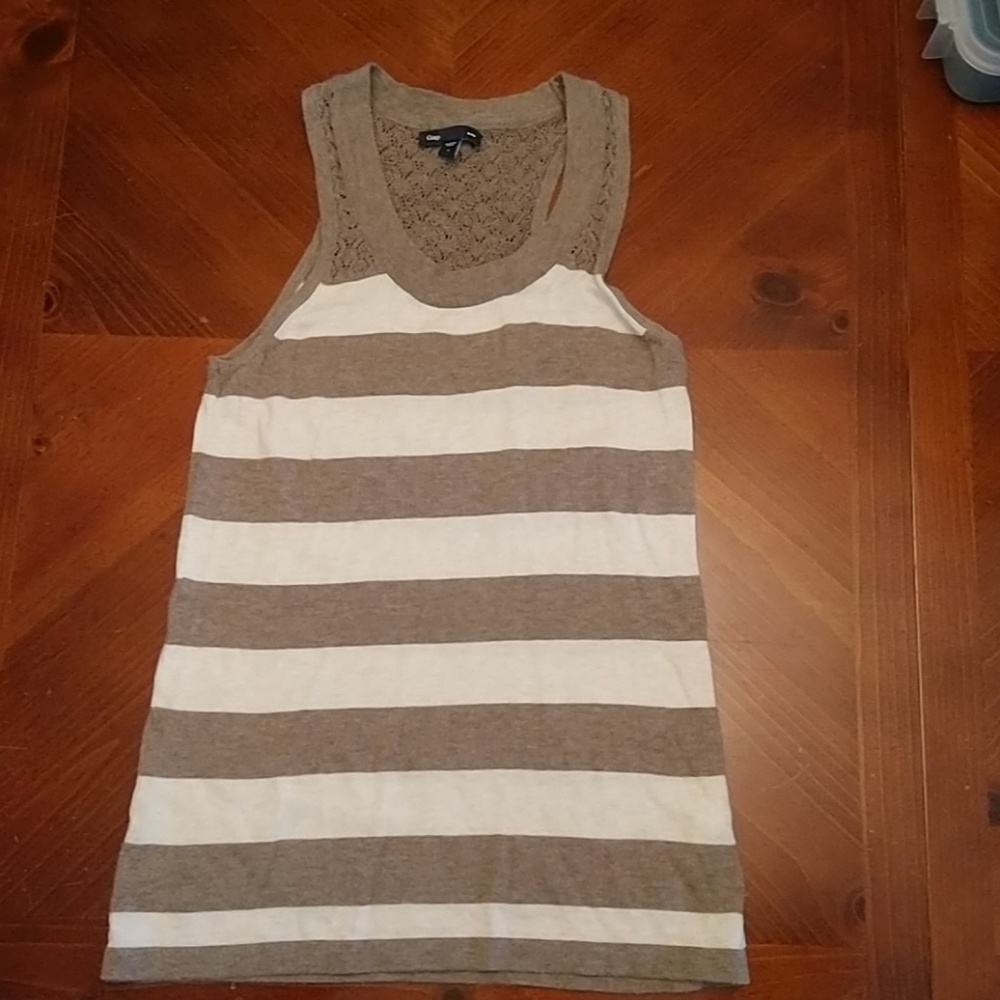 Gap Knit Tank in Brown/Cream Stripe Sz Small